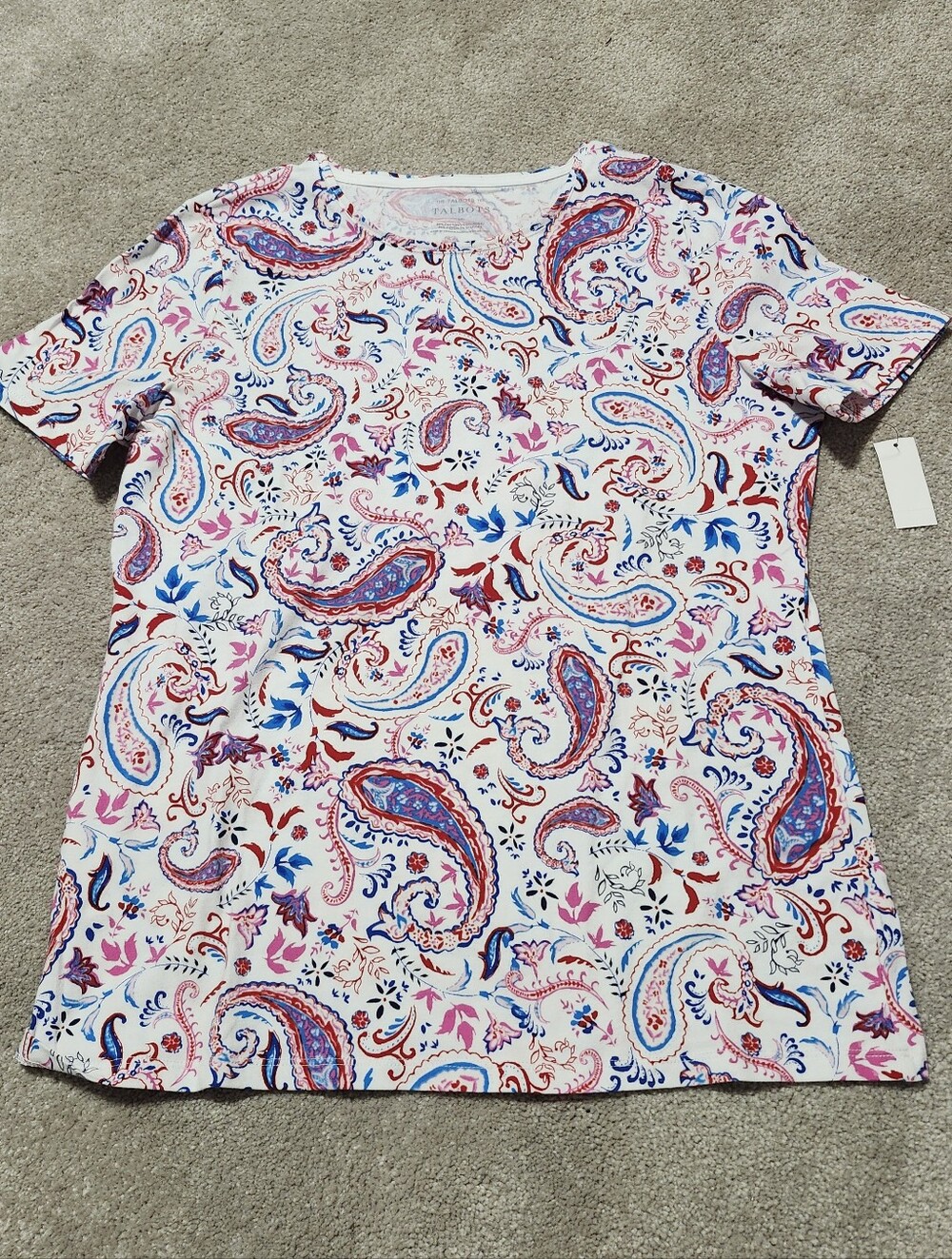 NWT Women's Paisley Print Short Sleeve Tee Multicolored Size Medium‎